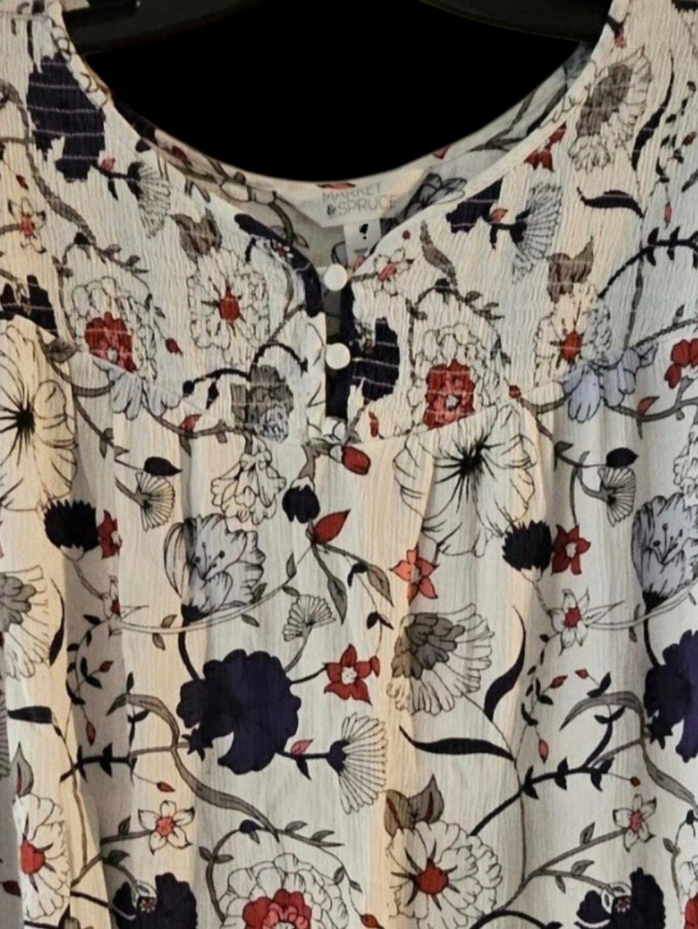 Market & Spruce Flowy 3x Long Sleeve Floral Blouse EuC 3 Button